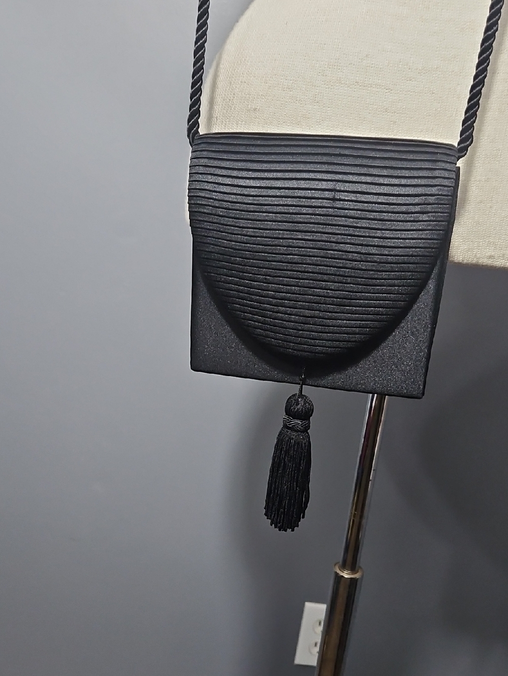 The Avenue, Pleated, Black, Tassel, Evening Bag, Clutch, Crossbody,  Goth, Y2K